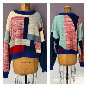 Recycled Wool Patchwork, Handmade Cozy Sweater by In The Wind Goods